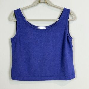 St. John Royal Blue Cropped Knit Tank Top Y2K S